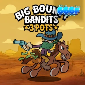 Tampilan visual slot Big Bounty Bandits 3 Pots dengan tema kartun Wild West