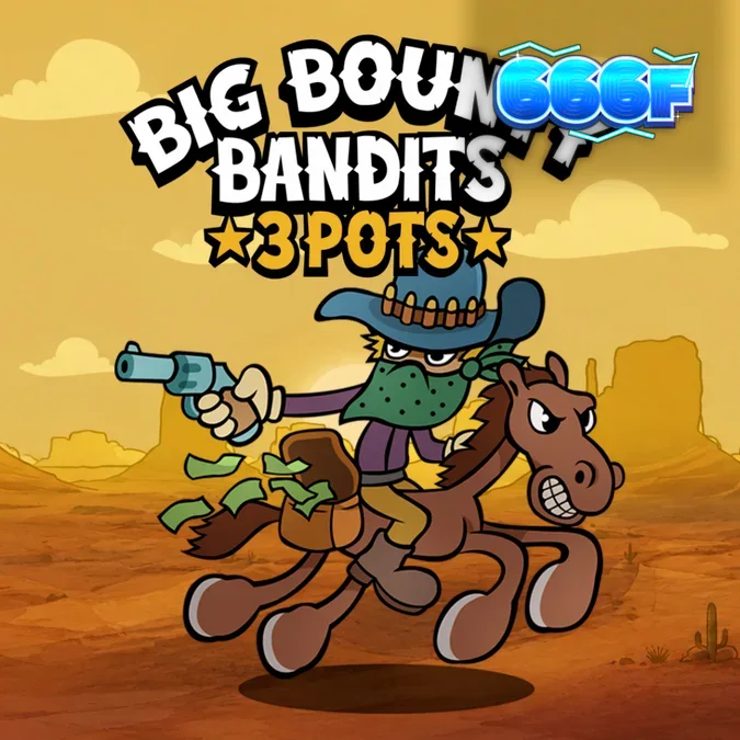 Tampilan visual slot Big Bounty Bandits 3 Pots dengan tema kartun Wild West